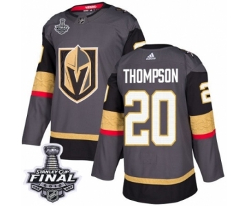 Men Adidas Vegas Golden Knights #20 Paul Thompson Authentic Gray Home 2018 Stanley Cup Final NHL Jersey