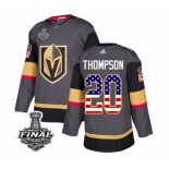 Men Adidas Vegas Golden Knights #20 Paul Thompson Authentic Gray USA Flag Fashion 2018 Stanley Cup Final NHL Jersey