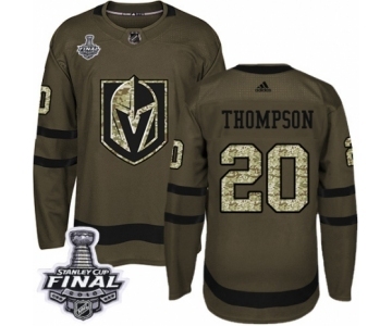 Men Adidas Vegas Golden Knights #20 Paul Thompson Authentic Green Salute to Service 2018 Stanley Cup Final NHL Jersey