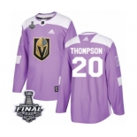 Men Adidas Vegas Golden Knights #20 Paul Thompson Authentic Purple Fights Cancer Practice 2018 Stanley Cup Final NHL Jersey