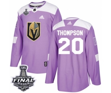 Men Adidas Vegas Golden Knights #20 Paul Thompson Authentic Purple Fights Cancer Practice 2018 Stanley Cup Final NHL Jersey