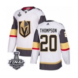 Men Adidas Vegas Golden Knights #20 Paul Thompson Authentic White Away 2018 Stanley Cup Final NHL Jersey