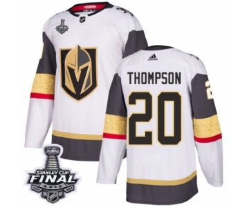 Men Adidas Vegas Golden Knights #20 Paul Thompson Authentic White Away 2018 Stanley Cup Final NHL Jersey