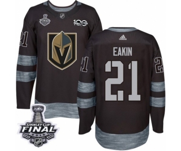 Men Adidas Vegas Golden Knights #21 Cody Eakin Authentic Black 1917-2017 100th Anniversary 2018 Stanley Cup Final NHL Jersey