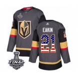 Men Adidas Vegas Golden Knights #21 Cody Eakin Authentic Gray USA Flag Fashion 2018 Stanley Cup Final NHL Jersey