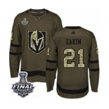 Men Adidas Vegas Golden Knights #21 Cody Eakin Authentic Green Salute to Service 2018 Stanley Cup Final NHL Jersey