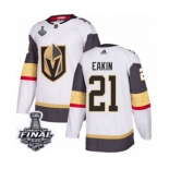 Men Adidas Vegas Golden Knights #21 Cody Eakin Authentic White Away 2018 Stanley Cup Final NHL Jersey