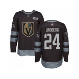 Men Adidas Vegas Golden Knights #24 Oscar Lindberg Black 1917-2017 100th Anniversary Stitched NHL Jersey