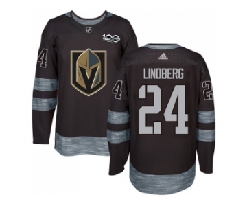 Men Adidas Vegas Golden Knights #24 Oscar Lindberg Black 1917-2017 100th Anniversary Stitched NHL Jersey