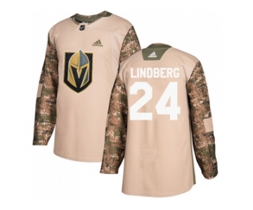 Men Adidas Vegas Golden Knights #24 Oscar Lindberg Camo Authentic 2017 Veterans Day Stitched NHL Jersey