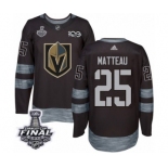 Men Adidas Vegas Golden Knights #25 Stefan Matteau Authentic Black 1917-2017 100th Anniversary 2018 Stanley Cup Final NHL Jersey