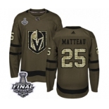 Men Adidas Vegas Golden Knights #25 Stefan Matteau Authentic Green Salute to Service 2018 Stanley Cup Final NHL Jersey