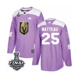 Men Adidas Vegas Golden Knights #25 Stefan Matteau Authentic Purple Fights Cancer Practice 2018 Stanley Cup Final NHL Jersey