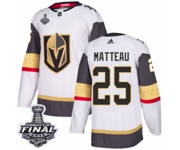 Men Adidas Vegas Golden Knights #25 Stefan Matteau Authentic White Away 2018 Stanley Cup Final NHL Jersey