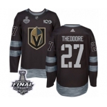 Men Adidas Vegas Golden Knights #27 Shea Theodore Authentic Black 1917-2017 100th Anniversary 2018 Stanley Cup Final NHL Jersey