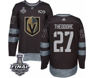 Men Adidas Vegas Golden Knights #27 Shea Theodore Authentic Black 1917-2017 100th Anniversary 2018 Stanley Cup Final NHL Jersey