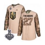 Men Adidas Vegas Golden Knights #27 Shea Theodore Authentic Camo Veterans Day Practice 2018 Stanley Cup Final NHL Jersey