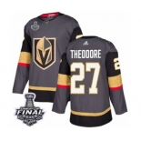 Men Adidas Vegas Golden Knights #27 Shea Theodore Authentic Gray Home 2018 Stanley Cup Final NHL Jersey