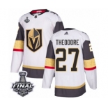 Men Adidas Vegas Golden Knights #27 Shea Theodore Authentic White Away 2018 Stanley Cup Final NHL Jersey