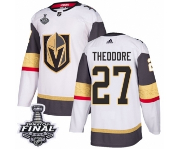 Men Adidas Vegas Golden Knights #27 Shea Theodore Authentic White Away 2018 Stanley Cup Final NHL Jersey