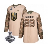 Men Adidas Vegas Golden Knights #28 William Carrier Authentic Camo Veterans Day Practice 2018 Stanley Cup Final NHL Jersey