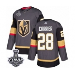 Men Adidas Vegas Golden Knights #28 William Carrier Authentic Gray Home 2018 Stanley Cup Final NHL Jersey