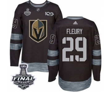 Men Adidas Vegas Golden Knights #29 Marc-Andre Fleury Authentic Black 1917-2017 100th Anniversary 2018 Stanley Cup Final NHL Jersey