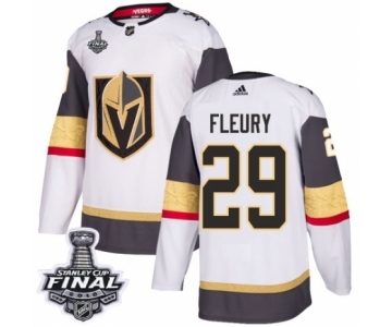 Men Adidas Vegas Golden Knights #29 Marc-Andre Fleury Authentic White Away 2018 Stanley Cup Final NHL Jersey