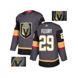 Men Adidas Vegas Golden Knights #29 Marc-Andre Fleury Grey Home Authentic Fashion Gold Stitched NHL Jersey