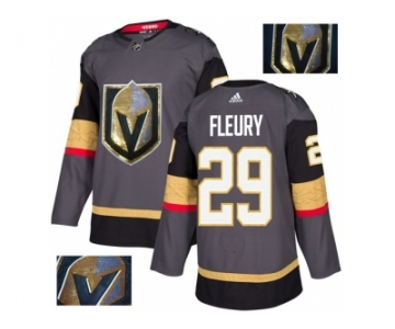 Men Adidas Vegas Golden Knights #29 Marc-Andre Fleury Grey Home Authentic Fashion Gold Stitched NHL Jersey