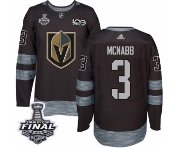 Men Adidas Vegas Golden Knights #3 Brayden McNabb Authentic Black 1917-2017 100th Anniversary 2018 Stanley Cup Final NHL Jersey