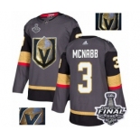 Men Adidas Vegas Golden Knights #3 Brayden McNabb Authentic Gray Fashion Gold 2018 Stanley Cup Final NHL Jersey