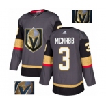 Men Adidas Vegas Golden Knights #3 Brayden McNabb Authentic Gray Fashion Gold NHL Jersey