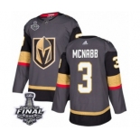 Men Adidas Vegas Golden Knights #3 Brayden McNabb Authentic Gray Home 2018 Stanley Cup Final NHL Jersey