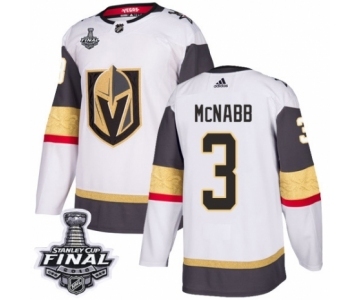 Men Adidas Vegas Golden Knights #3 Brayden McNabb Authentic White Away 2018 Stanley Cup Final NHL Jersey