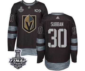 Men Adidas Vegas Golden Knights #30 Malcolm Subban Authentic Black 1917-2017 100th Anniversary 2018 Stanley Cup Final NHL Jersey