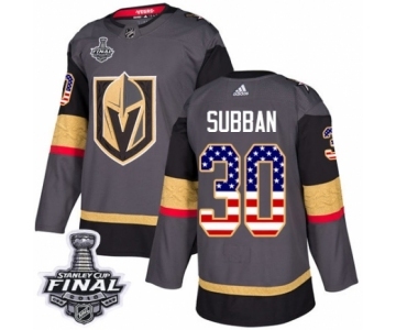 Men Adidas Vegas Golden Knights #30 Malcolm Subban Authentic Gray USA Flag Fashion 2018 Stanley Cup Final NHL Jersey