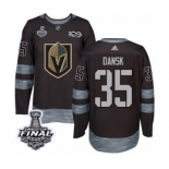 Men Adidas Vegas Golden Knights #35 Oscar Dansk Authentic Black 1917-2017 100th Anniversary 2018 Stanley Cup Final NHL Jersey