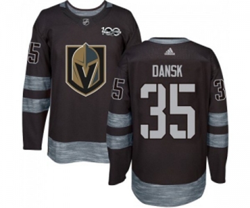 Men Adidas Vegas Golden Knights #35 Oscar Dansk Authentic Black 1917-2017 100th Anniversary NHL Jersey