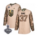 Men Adidas Vegas Golden Knights #37 Reid Duke Authentic Camo Veterans Day Practice 2018 Stanley Cup Final NHL Jersey