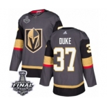 Men Adidas Vegas Golden Knights #37 Reid Duke Authentic Gray Home 2018 Stanley Cup Final NHL Jersey