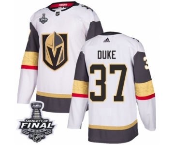 Men Adidas Vegas Golden Knights #37 Reid Duke Authentic White Away 2018 Stanley Cup Final NHL Jersey