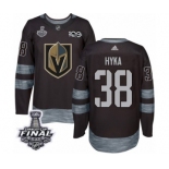 Men Adidas Vegas Golden Knights #38 Tomas Hyka Authentic Black 1917-2017 100th Anniversary 2018 Stanley Cup Final NHL Jersey