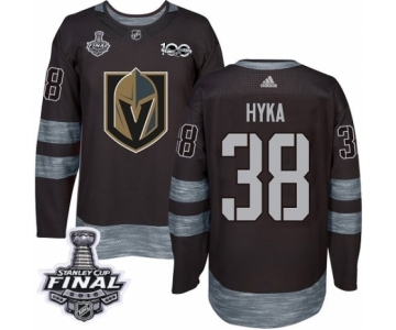 Men Adidas Vegas Golden Knights #38 Tomas Hyka Authentic Black 1917-2017 100th Anniversary 2018 Stanley Cup Final NHL Jersey