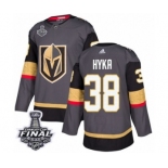 Men Adidas Vegas Golden Knights #38 Tomas Hyka Authentic Gray Home 2018 Stanley Cup Final NHL Jersey