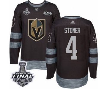 Men Adidas Vegas Golden Knights #4 Clayton Stoner Authentic Black 1917-2017 100th Anniversary 2018 Stanley Cup Final NHL Jersey