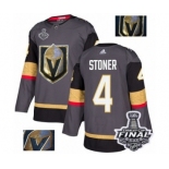 Men Adidas Vegas Golden Knights #4 Clayton Stoner Authentic Gray Fashion Gold 2018 Stanley Cup Final NHL Jersey