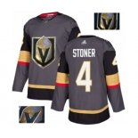 Men Adidas Vegas Golden Knights #4 Clayton Stoner Authentic Gray Fashion Gold NHL Jersey