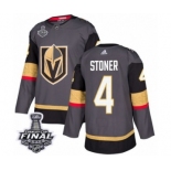 Men Adidas Vegas Golden Knights #4 Clayton Stoner Authentic Gray Home 2018 Stanley Cup Final NHL Jersey