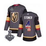 Men Adidas Vegas Golden Knights #4 Clayton Stoner Authentic Gray USA Flag Fashion 2018 Stanley Cup Final NHL Jersey